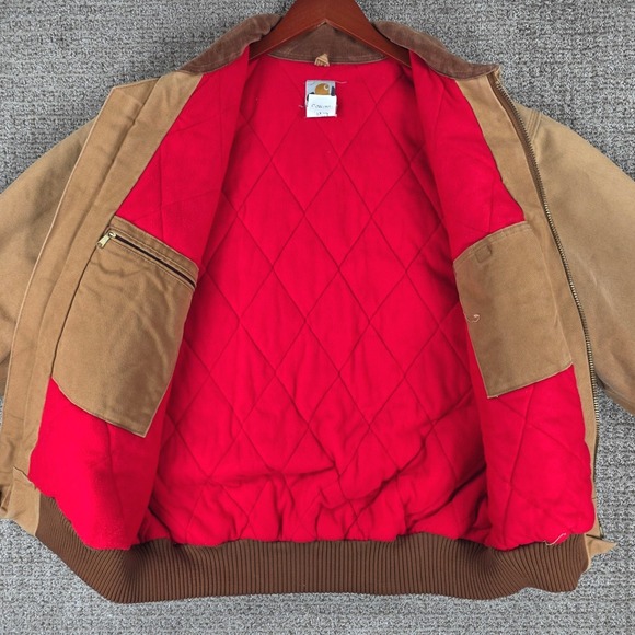 Vintage Carhartt J13 Santa Fe Mens XL Tan Beige Work Jacket Quilt Lined - Picture 10 of 13